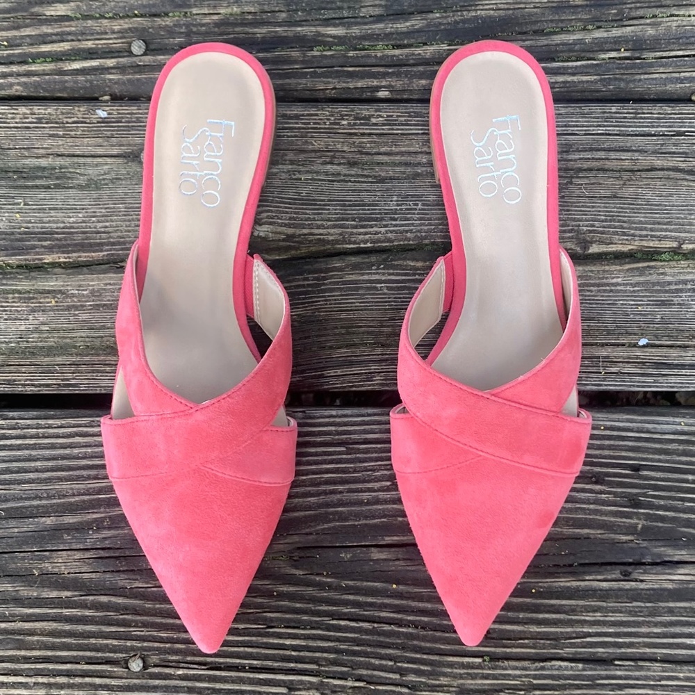 SOLD - Franco Sarto Slip On Mule Coral Suede Flats NWOT Size: 7
